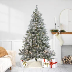 6' Pre-Lit Medium Flocked Balsam Pine Artificial Christmas Tree - Clear Lights