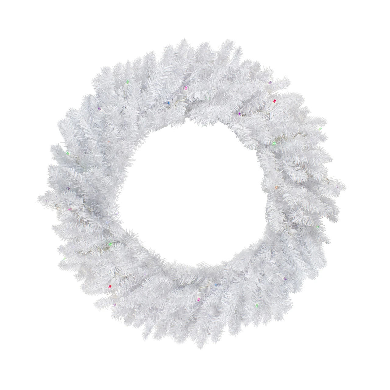 30" Pre-Lit LED Snow White Christmas Wreath - Multicolor Lights 3 30" Pre-Lit LED Snow White Christmas Wreath - Multicolor Lights