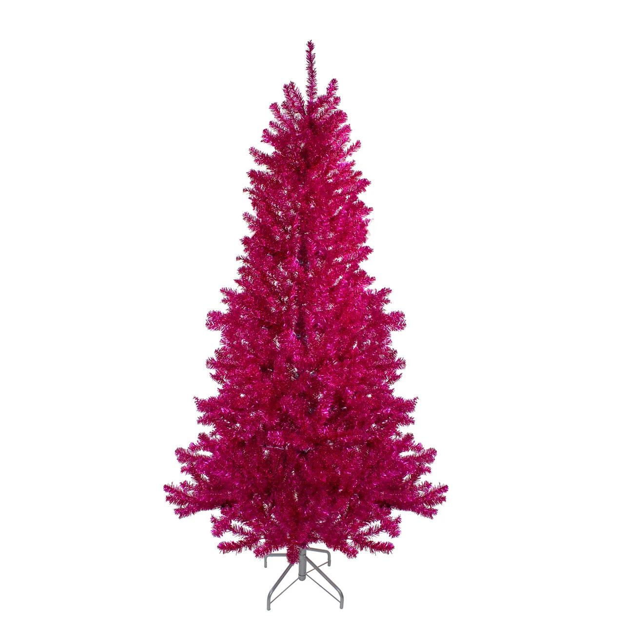 9' Metallic Pink Tinsel Artificial Christmas Tree - Unlit 4 9' Metallic Pink Tinsel Artificial Christmas Tree - Unlit - Image 2