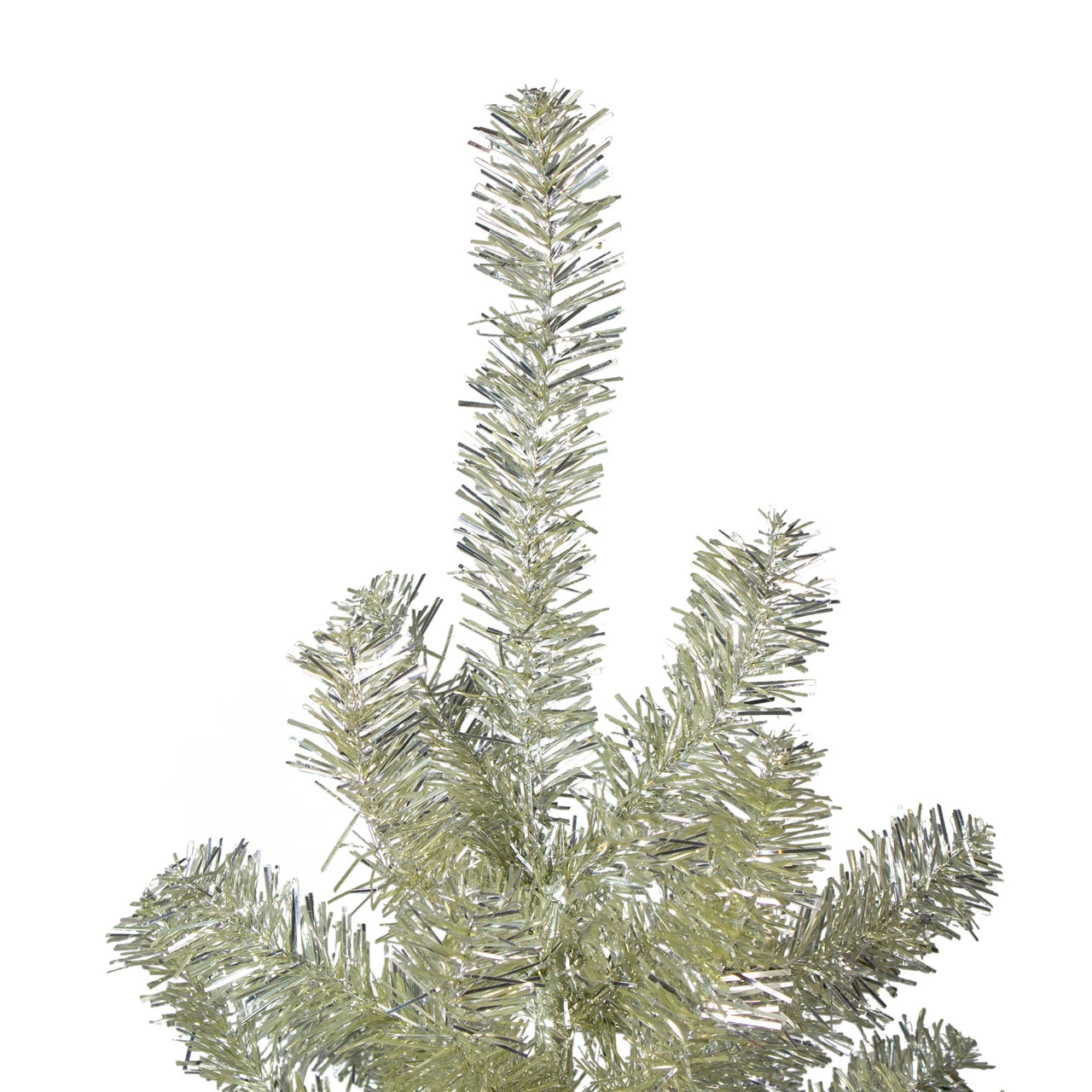 9' Metallic Platinum Artificial Tinsel Christmas Tree - Unlit 6 9' Metallic Platinum Artificial Tinsel Christmas Tree - Unlit - Image 4