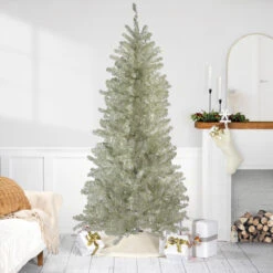 9' Metallic Platinum Artificial Tinsel Christmas Tree - Unlit