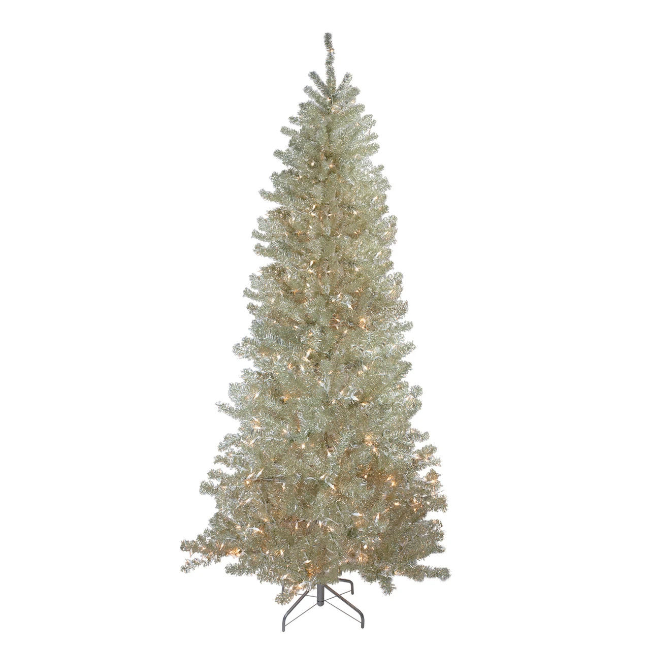 9' Pre-Lit Metallic Platinum Artificial Tinsel Christmas Tree - Clear Lights 4 9' Pre-Lit Metallic Platinum Artificial Tinsel Christmas Tree - Clear Lights - Image 2
