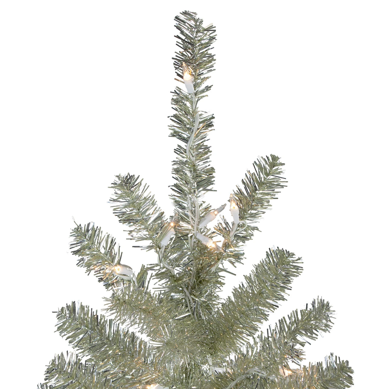 9' Pre-Lit Metallic Platinum Artificial Tinsel Christmas Tree - Clear Lights 6 9' Pre-Lit Metallic Platinum Artificial Tinsel Christmas Tree - Clear Lights - Image 4
