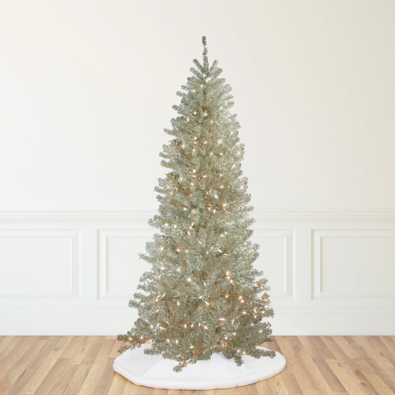 9' Pre-Lit Metallic Platinum Artificial Tinsel Christmas Tree - Clear Lights 3 9' Pre-Lit Metallic Platinum Artificial Tinsel Christmas Tree - Clear Lights