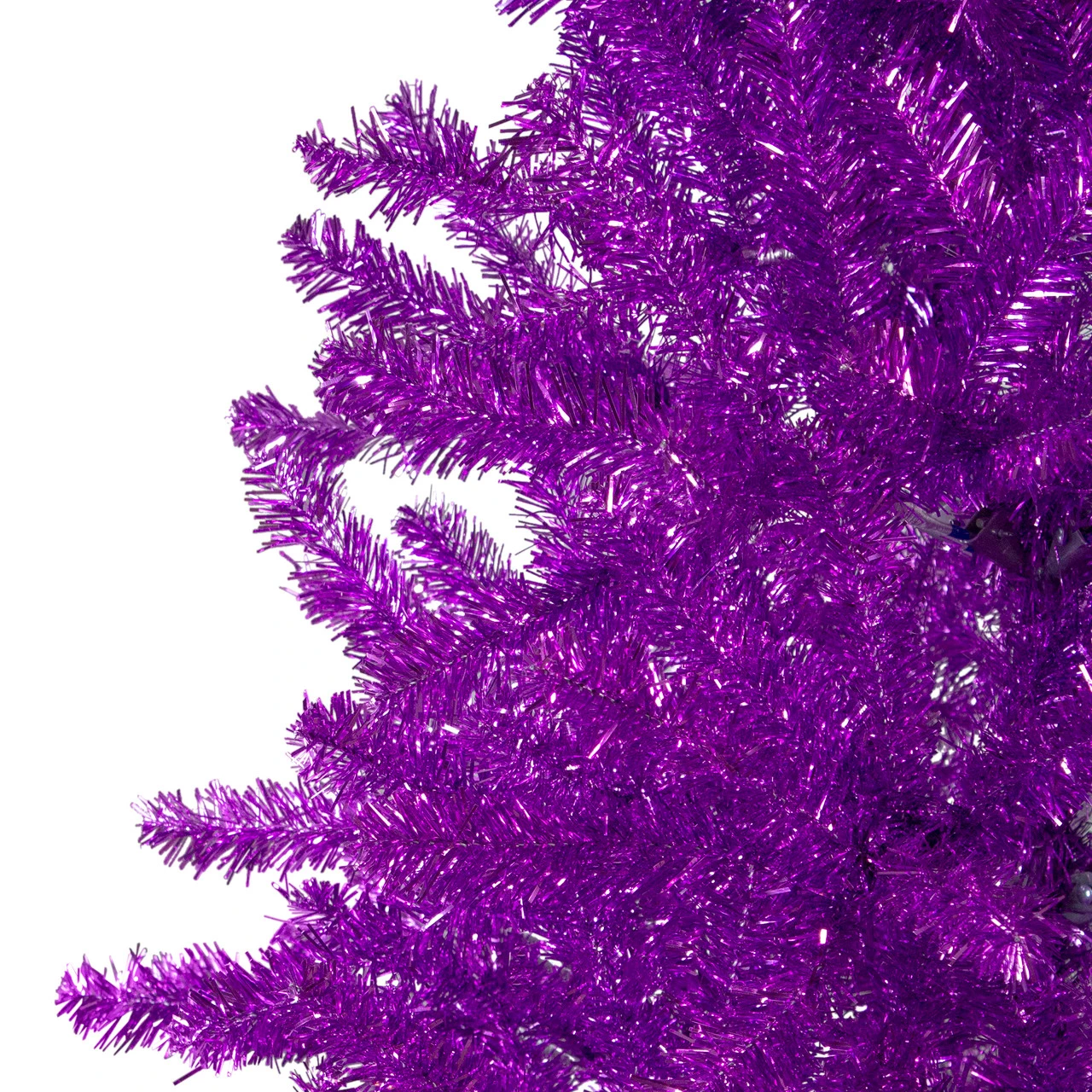 7' Metallic Purple Tinsel Artificial Christmas Tree - Unlit 6 7' Metallic Purple Tinsel Artificial Christmas Tree - Unlit - Image 4