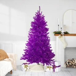 7' Metallic Purple Tinsel Artificial Christmas Tree - Unlit