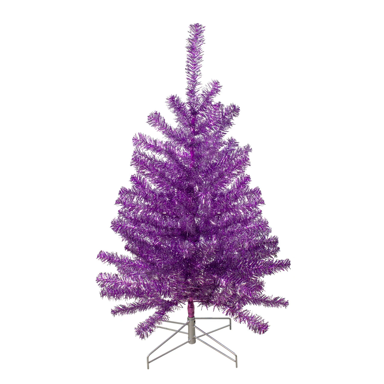 3' Metallic Purple Tinsel Artificial Christmas Tree - Unlit 4 3' Metallic Purple Tinsel Artificial Christmas Tree - Unlit - Image 2