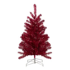 3' Metallic Crimson Tinsel Artificial Christmas Tree - Unlit