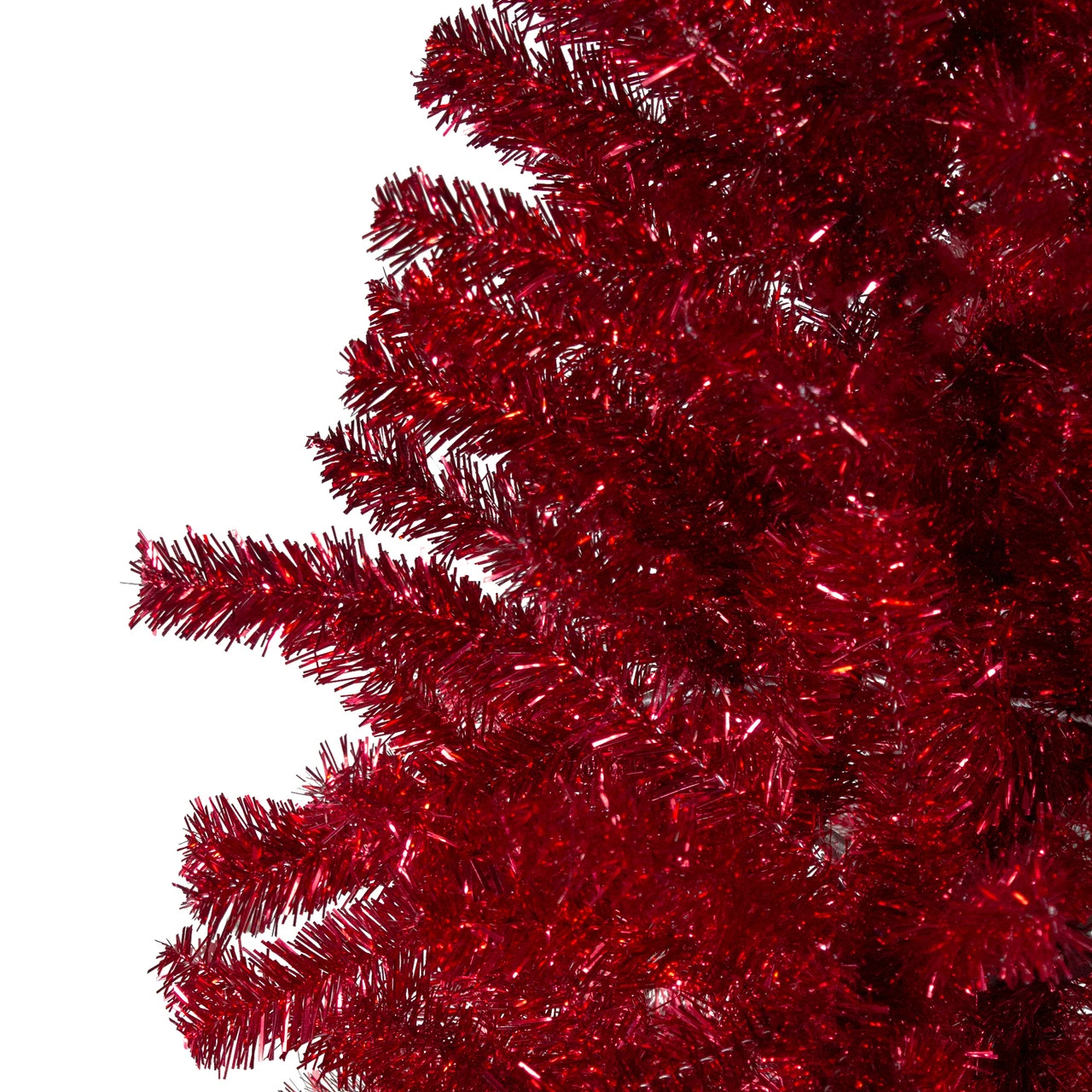 7' Metallic Red Tinsel Artificial Christmas Tree - Unlit 6 7' Metallic Red Tinsel Artificial Christmas Tree - Unlit - Image 4