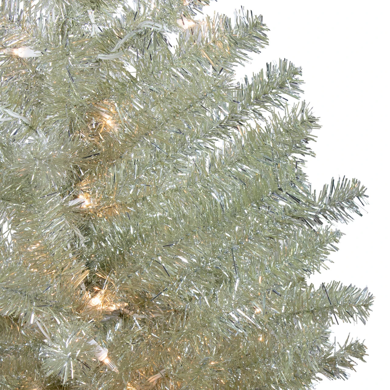 4.5' Soft Metallic Champagne Artificial Tinsel Christmas Tree - Clear Lights 5 4.5' Soft Metallic Champagne Artificial Tinsel Christmas Tree - Clear Lights - Image 3