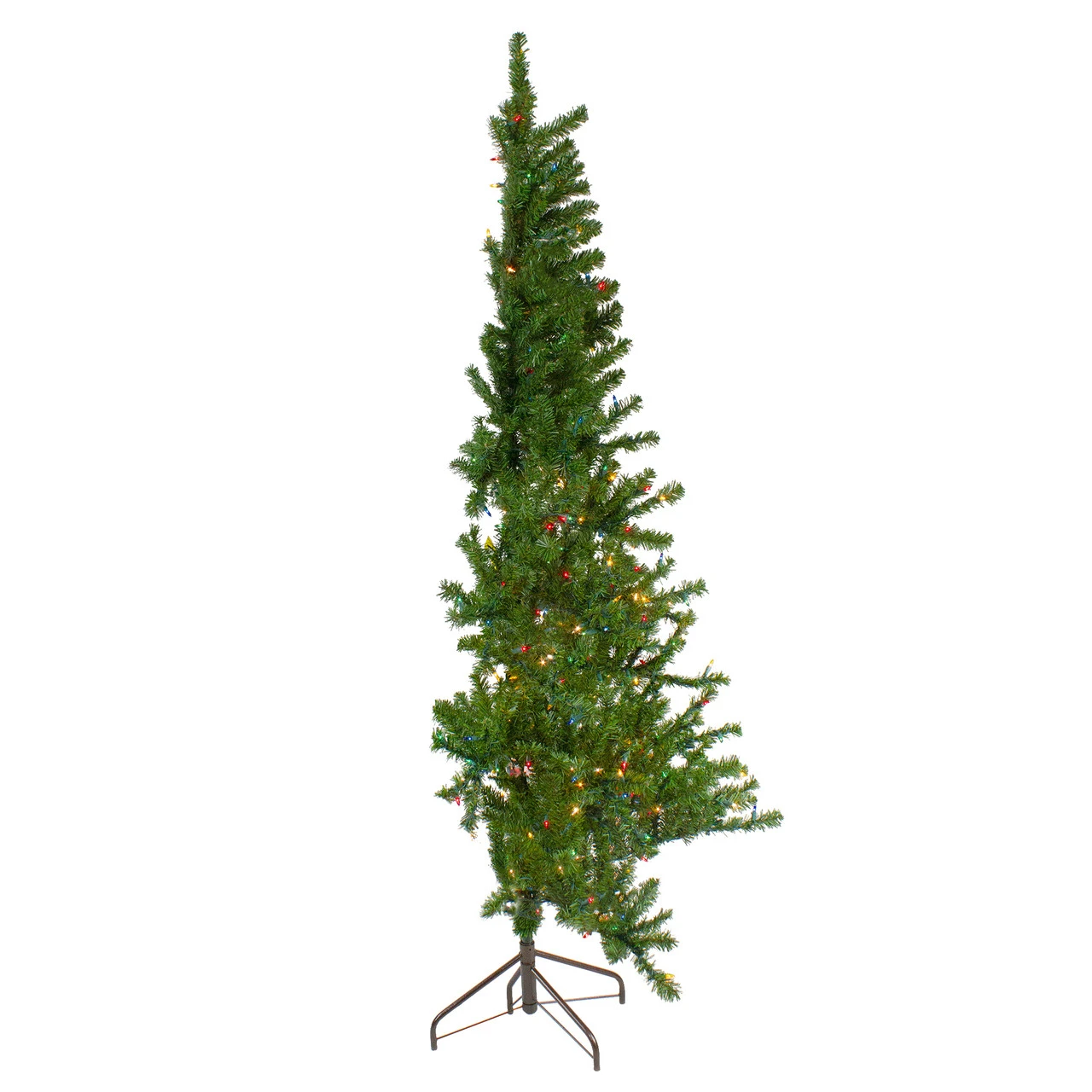 6.5' Pre-Lit Canadian Pine Slim Artificial Christmas Wall Tree - Multicolor Lights 4 6.5' Pre-Lit Canadian Pine Slim Artificial Christmas Wall Tree - Multicolor Lights - Image 2