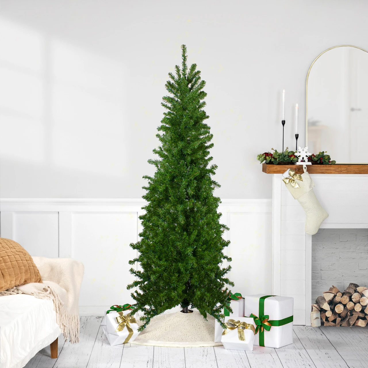 6.5' Canadian Pine Artificial Pencil Christmas Tree - Unlit 3 6.5' Canadian Pine Artificial Pencil Christmas Tree - Unlit