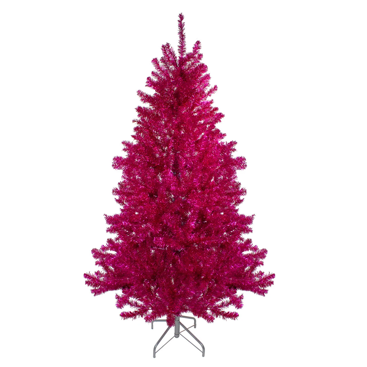 7' Metallic Dark Pink Artificial TinselChristmas Tree - Unlit 4 7' Metallic Dark Pink Artificial TinselChristmas Tree - Unlit - Image 2