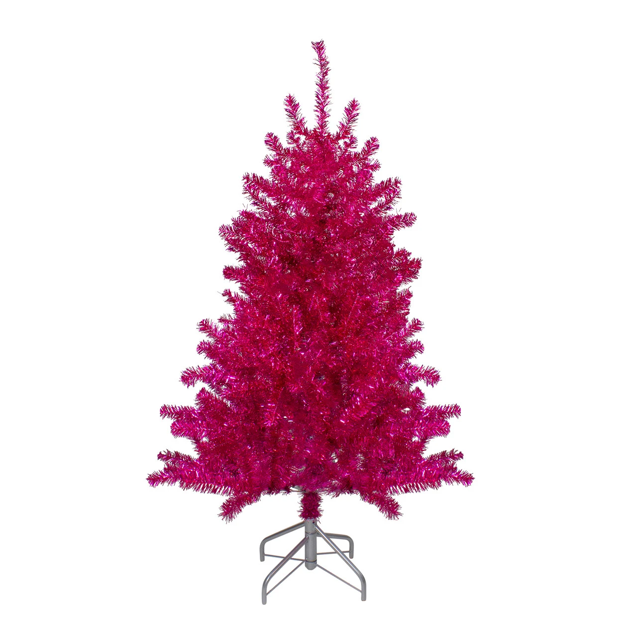 4.5" Metallic Pink Tinsel Artificial Christmas Tree - Unlit 4 4.5" Metallic Pink Tinsel Artificial Christmas Tree - Unlit - Image 2