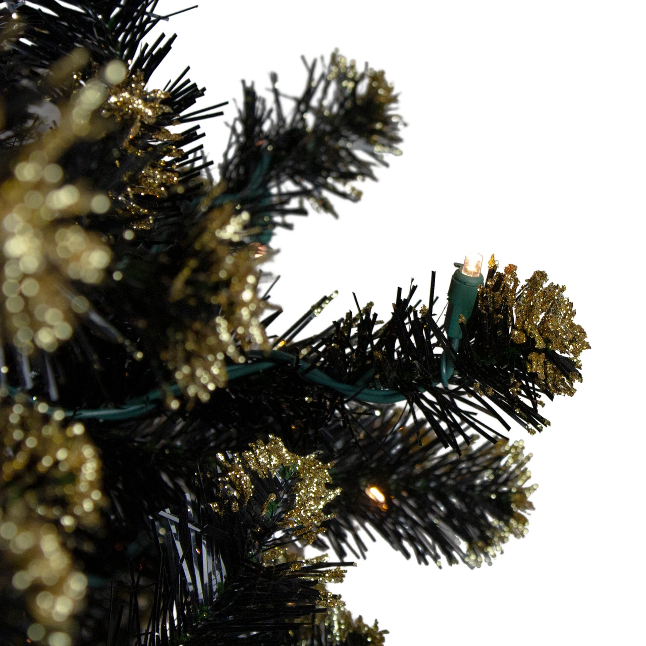 Pre-Lit LED Black Crystal Pine With Gold Glitter Artificial Christmas Tree - 7.5 Ft Clear Lights 7 Pre-Lit LED Black Crystal Pine With Gold Glitter Artificial Christmas Tree - 7.5 Ft Clear Lights - Image 5