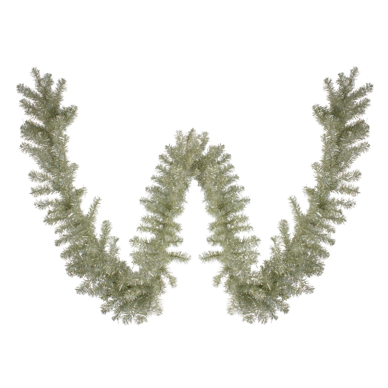 9 X 12 Pre-lit Metallic Sterling Silver Artificial Christmas Tinsel Garland - Clear Lights 3 9 X 12 Pre-lit Metallic Sterling Silver Artificial Christmas Tinsel Garland - Clear Lights