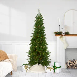 6.5' Pre-Lit Canadian Pine Artificial Pencil Christmas Tree - Clear Lights