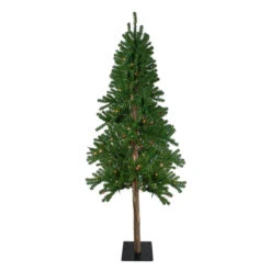 6' Pre-Lit Medium Alpine Artificial Christmas Tree - Multicolor Lights