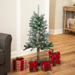 3' Pre-Lit Flocked Alpine Artificial Christmas Tree - Clear Lights