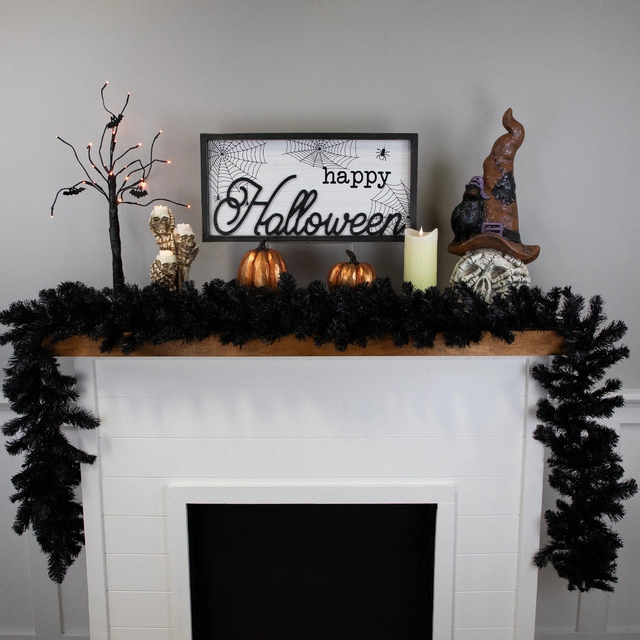 9' X 10" Black Colorado Spruce Artificial Halloween Garland - Unlit 4 9' X 10" Black Colorado Spruce Artificial Halloween Garland - Unlit - Image 2