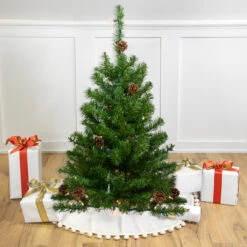 3' Pre-Lit Canadian Pine With Pine Cones Artificial Christmas Tree - Clear Lights