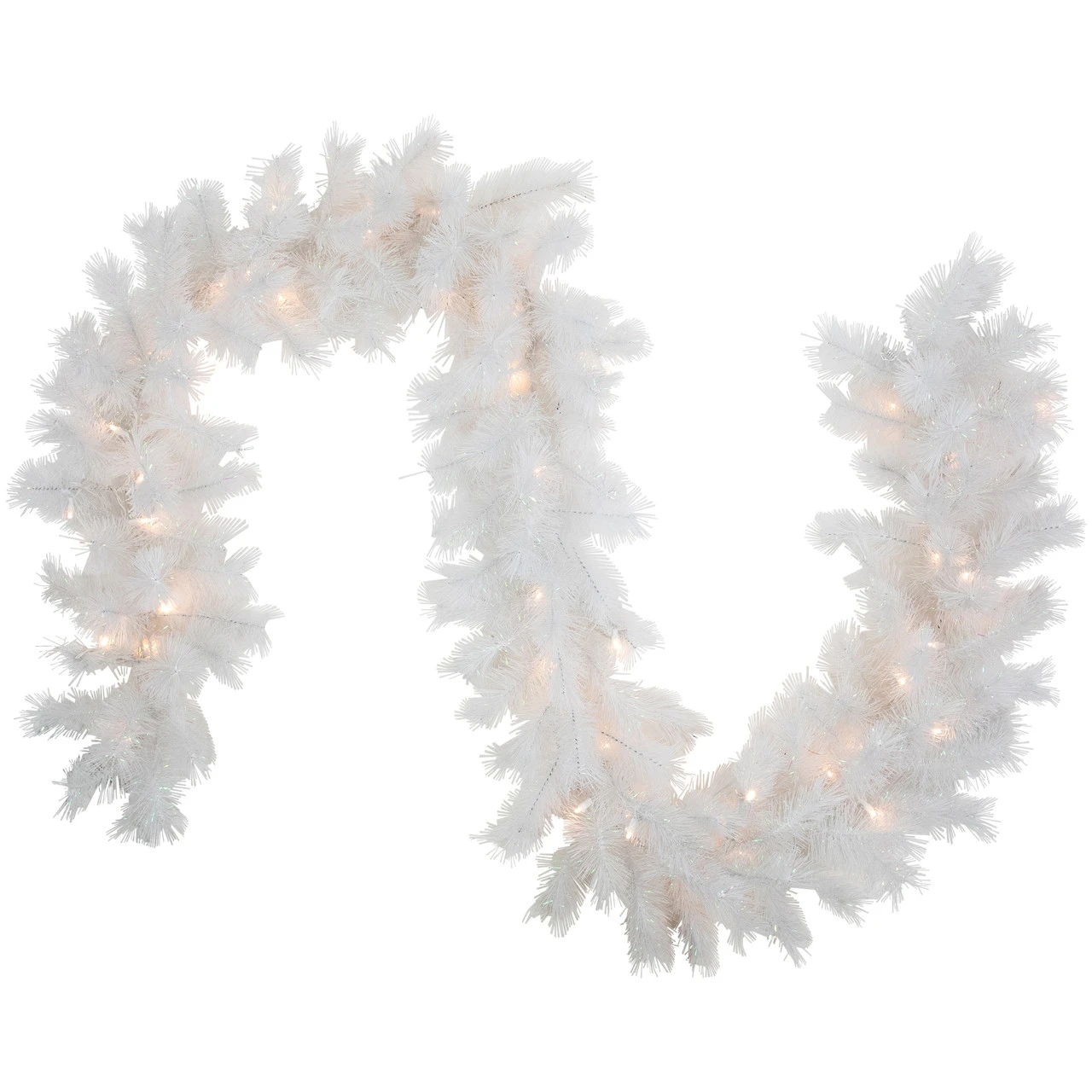 9' X 14" Pre-Lit White Alaskan Pine Artificial Christmas Garland, Warm White LED Lights 3 9' X 14" Pre-Lit White Alaskan Pine Artificial Christmas Garland, Warm White LED Lights