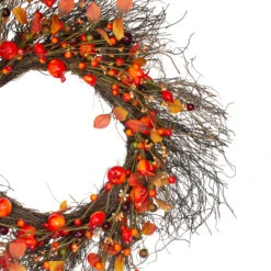 Leaves And Berries Artificial Fall Harvest Twig Wreath - 24 Inch, Unlit -Christmas Decoration Store northlight vm02192 2 08424.1667573572
