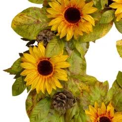 Yellow Sunflower And Pine Cone Artificial Fall Harvest Wreath - 24 Inch, Unlit 8 Yellow Sunflower And Pine Cone Artificial Fall Harvest Wreath - 24 Inch, Unlit -Christmas Decoration Store northlight vm26530 1 09140.1667533443