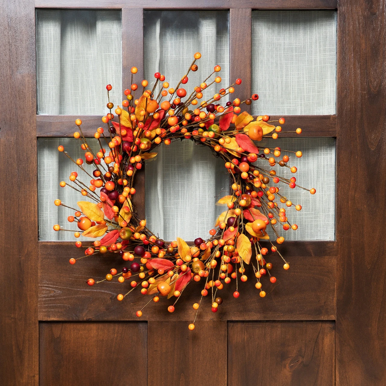 Berries And Apples Foliage Twig Artificial Thanksgiving Wreath - 18-Inch, Unlit 3 Berries And Apples Foliage Twig Artificial Thanksgiving Wreath - 18-Inch, Unlit