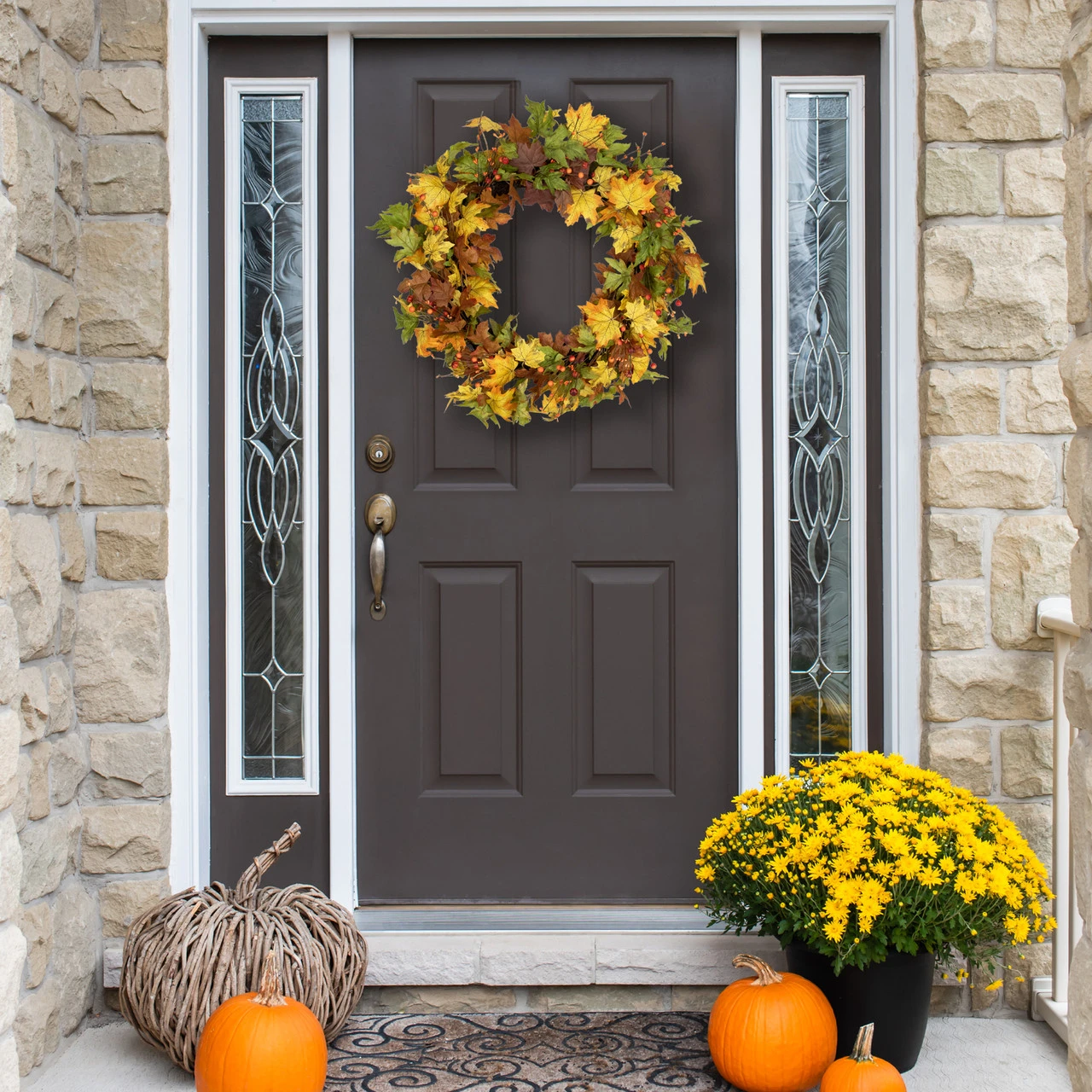 Berries And Twigs Artificial Thanksgiving Wreath Yellow 30-Inch - Unlit 3 Berries And Twigs Artificial Thanksgiving Wreath Yellow 30-Inch - Unlit