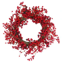 Red Berry Artificial Christmas Twig Wreath - 20-Inch, Unlit