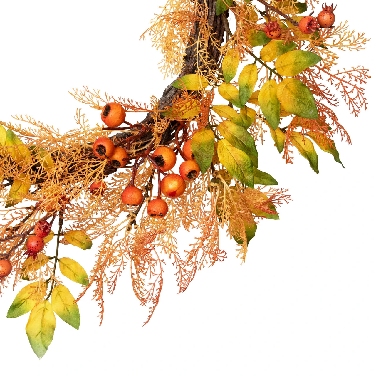 Yellow And Orange Berry And Leaves Fall Harvest Artificial Wreath - 24-Inch, Unlit 6 Yellow And Orange Berry And Leaves Fall Harvest Artificial Wreath - 24-Inch, Unlit - Image 4