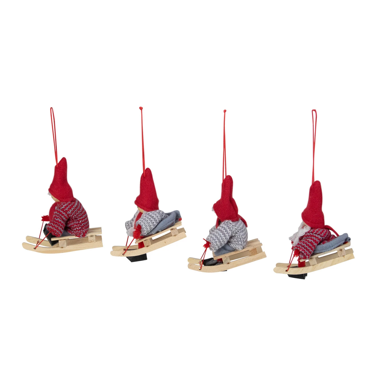 Set Of 4 Holiday Kids On Sleds Christmas Ornaments 4" 4 Set Of 4 Holiday Kids On Sleds Christmas Ornaments 4" - Image 2