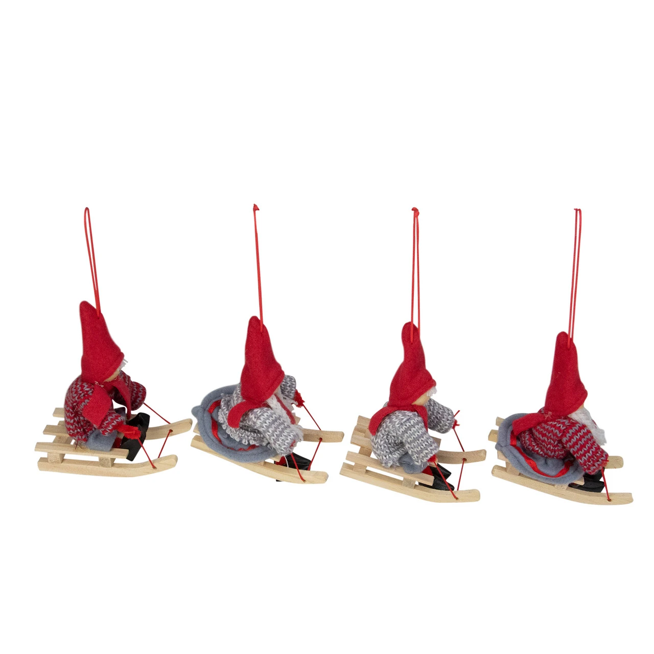 Set Of 4 Holiday Kids On Sleds Christmas Ornaments 4" 6 Set Of 4 Holiday Kids On Sleds Christmas Ornaments 4" - Image 4