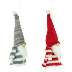 Set Of 2 Red And Gray Striped Gnome Plush Christmas Ornaments 6.25" 15 Set Of 2 Red And Gray Striped Gnome Plush Christmas Ornaments 6.25" -Christmas Decoration Store northlight wu94297 2 10029.1681148041