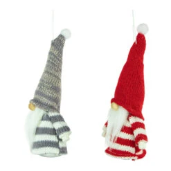 Set Of 2 Red And Gray Striped Gnome Plush Christmas Ornaments 6.25" 16 Set Of 2 Red And Gray Striped Gnome Plush Christmas Ornaments 6.25" -Christmas Decoration Store northlight wu94297 3 15186.1681148041