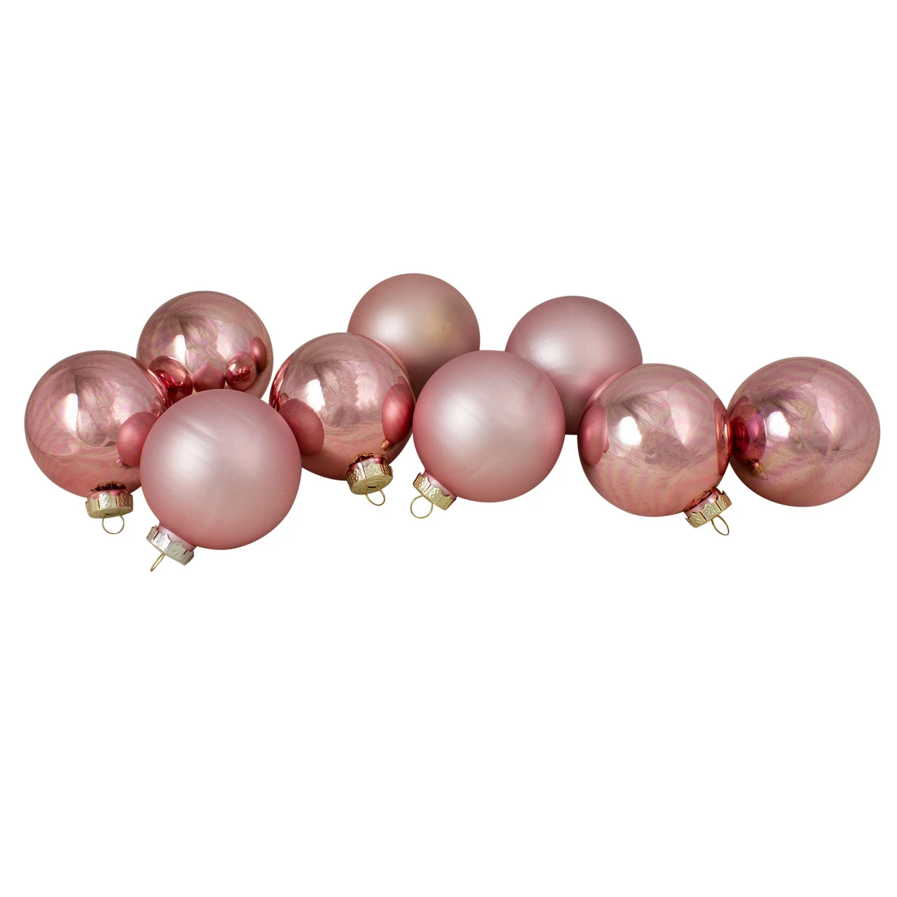 9ct Shiny And Matte Pink And Gold Glass Ball Christmas Ornaments 2.5" (65mm) 3 9ct Shiny And Matte Pink And Gold Glass Ball Christmas Ornaments 2.5" (65mm)