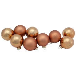 9ct Brown 2-Finish Christmas Glass Ball Ornaments 2.5" (65mm)