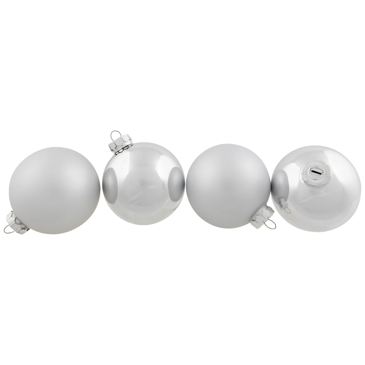 6ct Silver 2-Finish Christmas Glass Ball Ornaments 3.25" 7 6ct Silver 2-Finish Christmas Glass Ball Ornaments 3.25" - Image 5