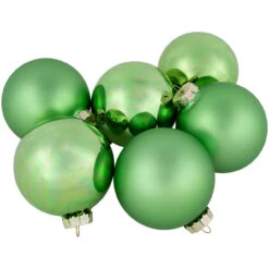 6ct Shiny And Matte Green Glass Ball Christmas Ornaments 3.25" (82mm) -Christmas Decoration Store northlight wy00755 2 76621.1677102520