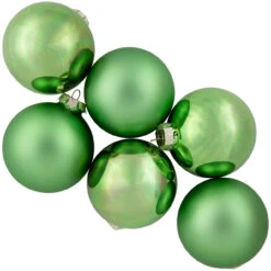 6ct Shiny And Matte Green Glass Ball Christmas Ornaments 3.25" (82mm) -Christmas Decoration Store northlight wy00755 4 66597.1677102521