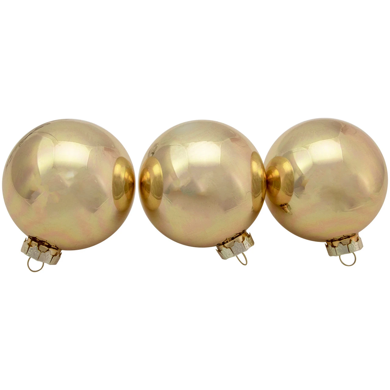 6ct Champagne Gold 2-Finish Glass Ball Christmas Ornament Set 3.25" 6 6ct Champagne Gold 2-Finish Glass Ball Christmas Ornament Set 3.25" - Image 4