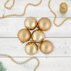 6ct Champagne Gold 2-Finish Glass Ball Christmas Ornament Set 3.25" 8 6ct Champagne Gold 2-Finish Glass Ball Christmas Ornament Set 3.25" -Christmas Decoration Store northlight wy00762 styled 96323.1677045419