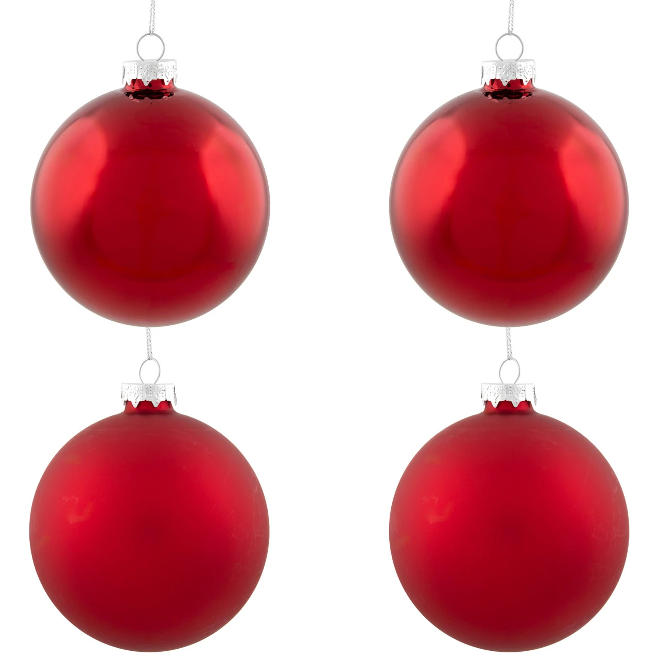 4ct Red And Gold 2-Finish Glass Christmas Ball Ornaments 4" (100mm) 4 4ct Red And Gold 2-Finish Glass Christmas Ball Ornaments 4" (100mm) - Image 2