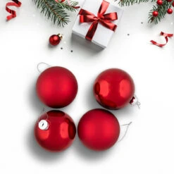 4ct Red And Gold 2-Finish Glass Christmas Ball Ornaments 4" (100mm) 7 4ct Red And Gold 2-Finish Glass Christmas Ball Ornaments 4" (100mm) -Christmas Decoration Store northlight wy00768 3 59990.1667576627