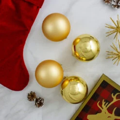 4ct Gold Glass 2-Finish Christmas Ball Ornaments 5" (120mm) 6 4ct Gold Glass 2-Finish Christmas Ball Ornaments 5" (120mm) -Christmas Decoration Store northlight wy00769 2 82699.1685643389