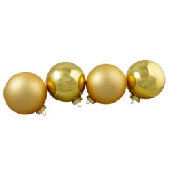 4ct Gold Glass 2-Finish Christmas Ball Ornaments 5" (120mm) 7 4ct Gold Glass 2-Finish Christmas Ball Ornaments 5" (120mm) -Christmas Decoration Store northlight wy00769 3 38806.1685643389