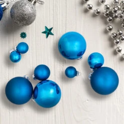40ct Shiny And Matte Royal Blue And Silver Glass Ball Christmas Ornaments 2.5" (63mm) -Christmas Decoration Store northlight wy04141 1 96976.1667488330