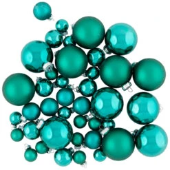 40ct Green 2- Finish Multiple Size Glass Ball Christmas Ornaments 7 40ct Green 2- Finish Multiple Size Glass Ball Christmas Ornaments -Christmas Decoration Store northlight wy04143 3 37758.1667489729