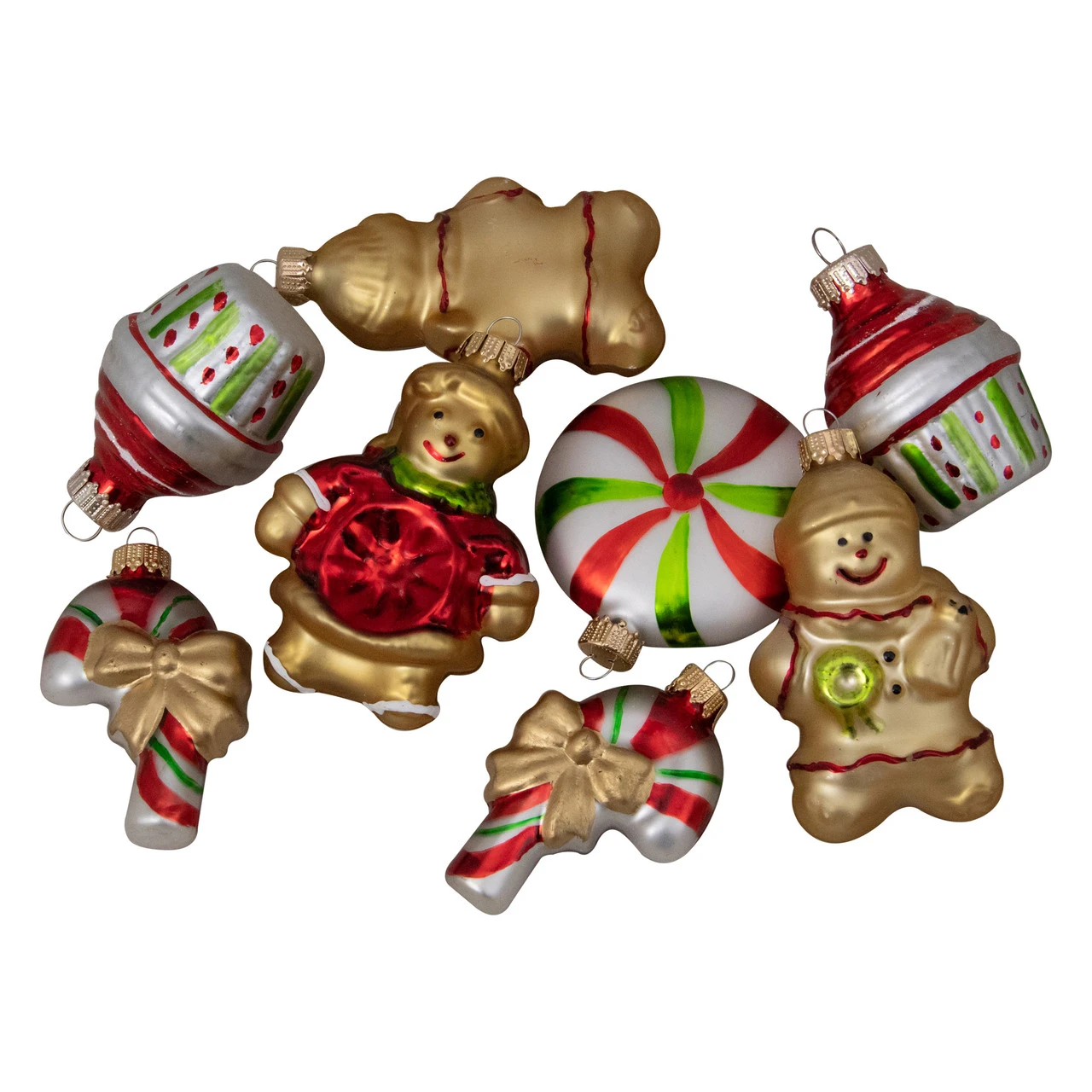 Pack Of 8 Gold And Red Gingerbread Men With Sweet Treats Christmas Ornaments 3" 3 Pack Of 8 Gold And Red Gingerbread Men With Sweet Treats Christmas Ornaments 3"